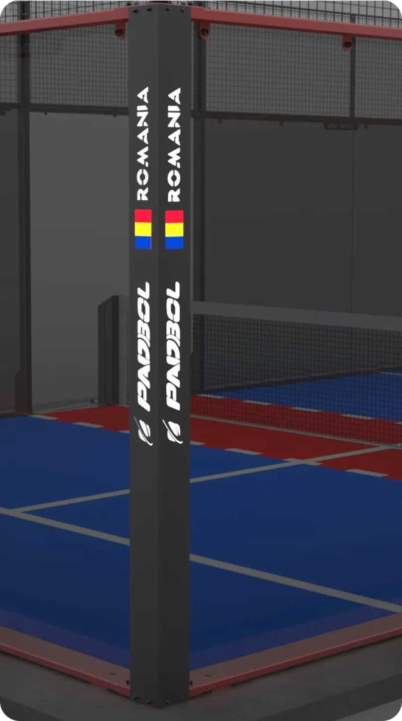 Esquinero personalizado de una cancha Padbol con identidad de sede