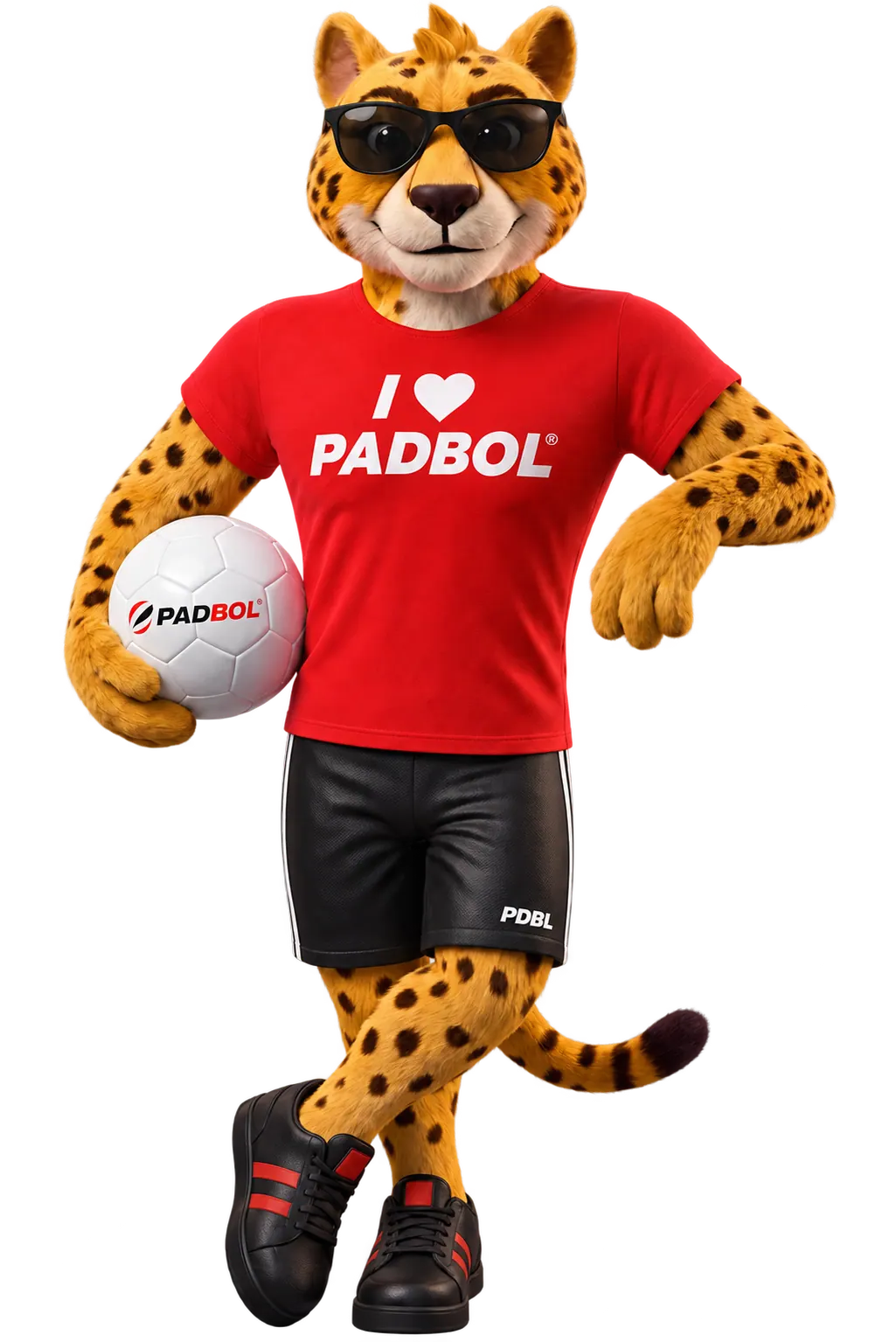 Chivi, mascota oficial de Padbol, apoyado junto a la invitación a seguir aprendiendo