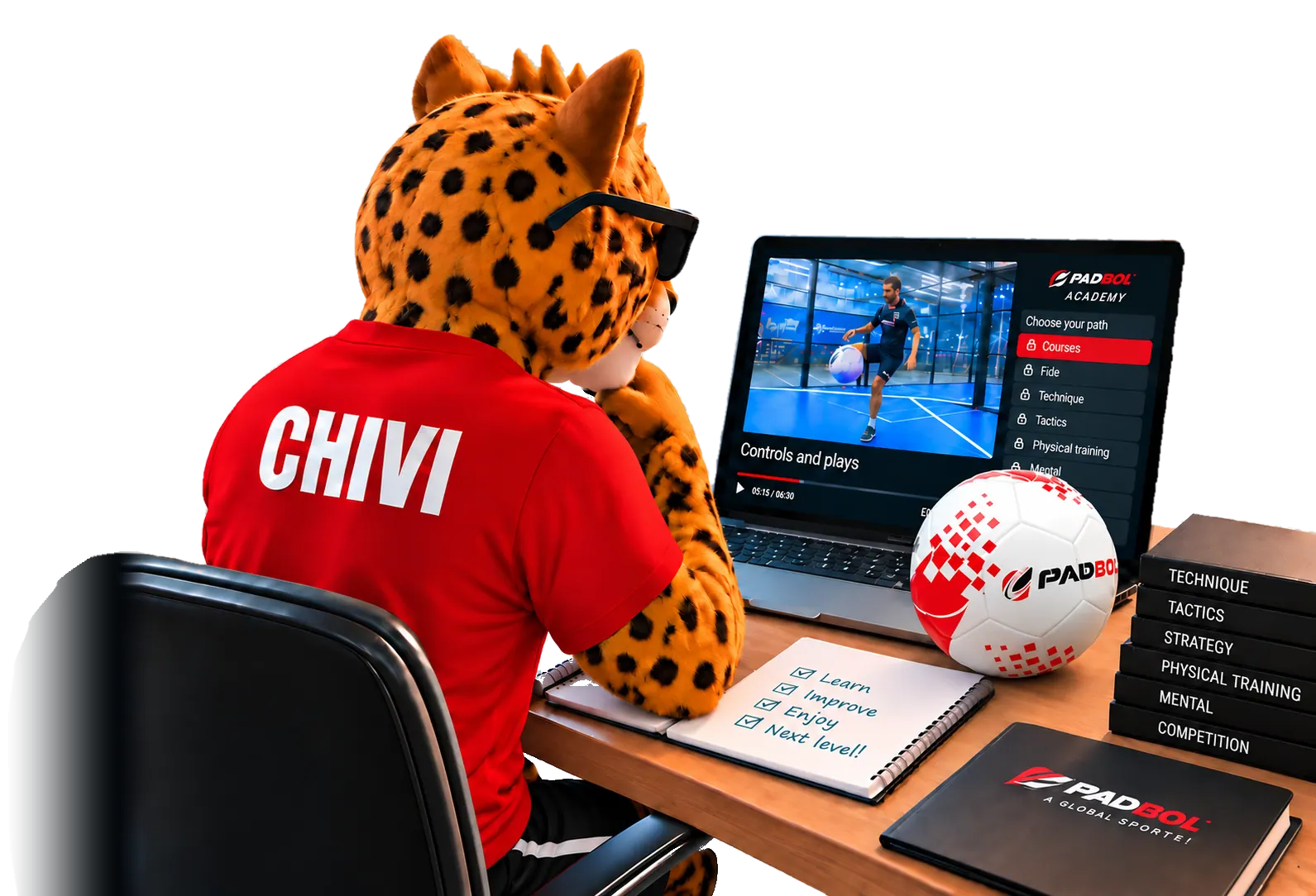 Chivi en el aula de Padbol Academy