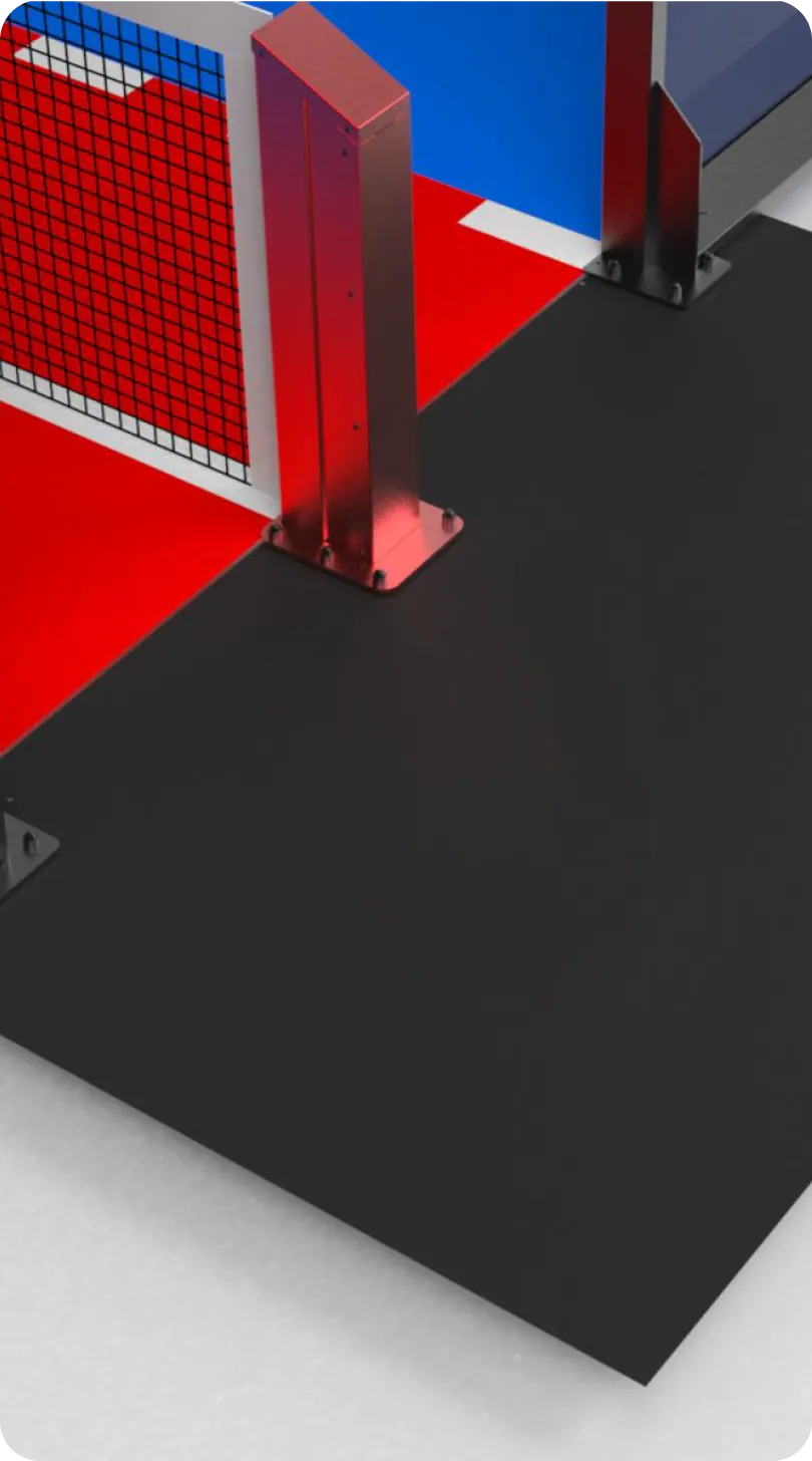 Detalle del kit móvil sin perforación de una cancha Padbol